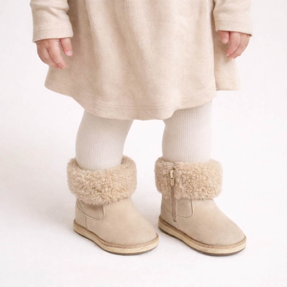 Zara Baby Faux Fur Lined Boots Light Taupe Size 22 - (5.3 INCHES) 6 US